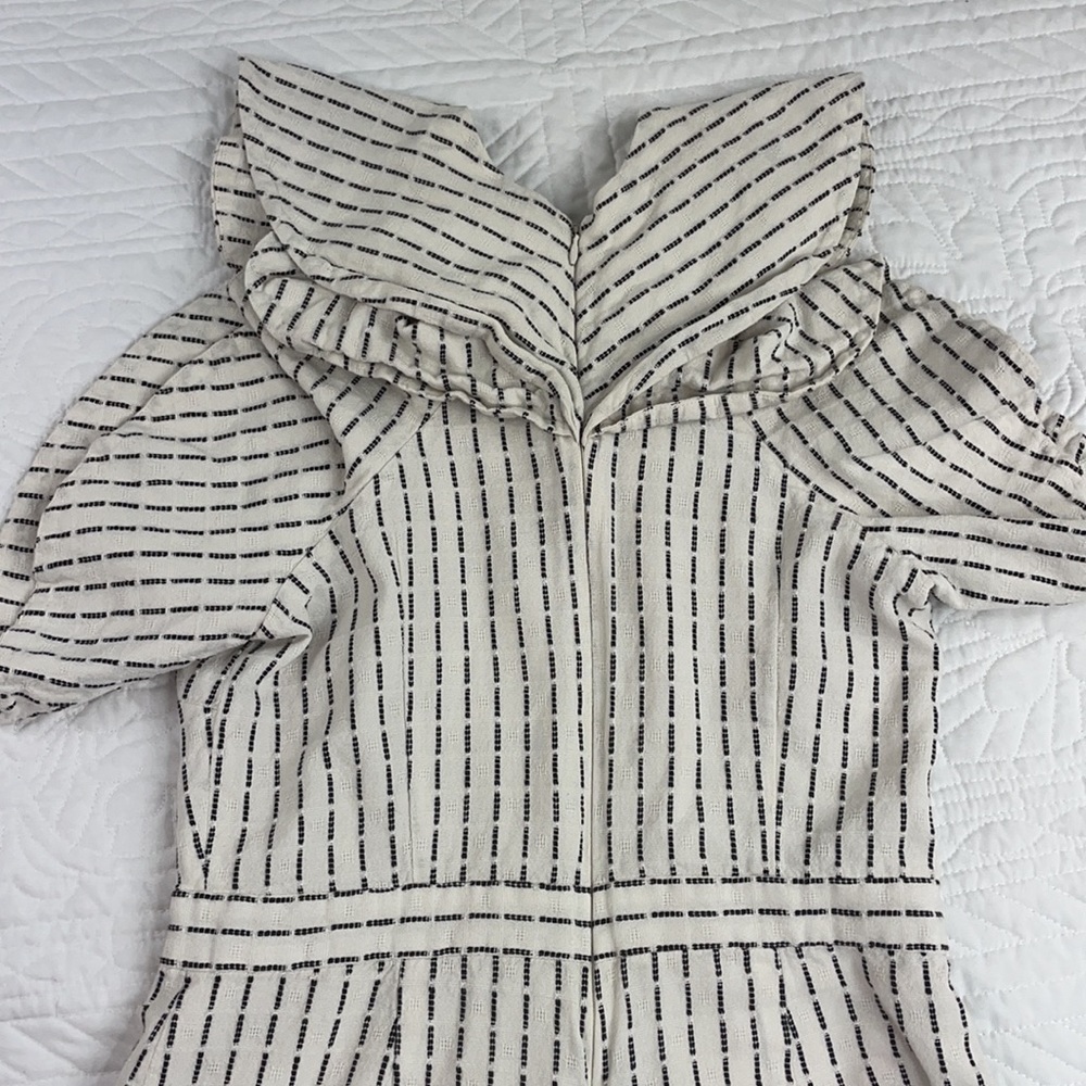 AMUR Cream Striped Ruffle Romper - Picture 9 of 15
